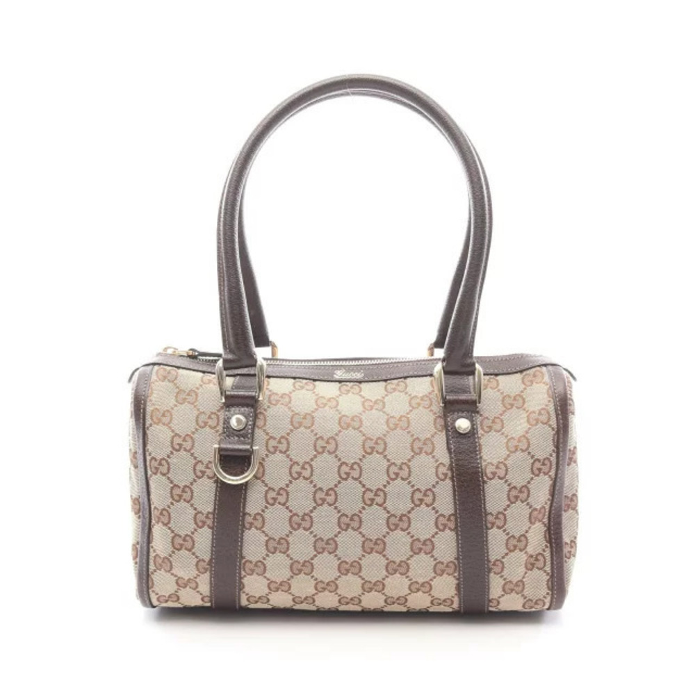 Gucci Abbey GG Canvas Handbag Leather Beige Cream Brown